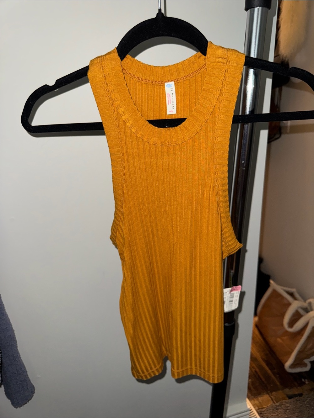 FP Movement by Free People Ribbed Racerback Tank in Mustard Yellow